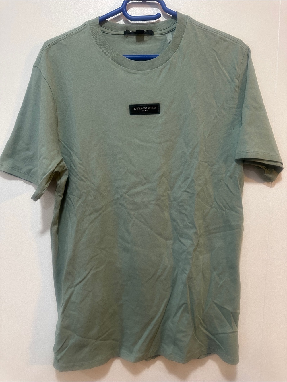 Karl Lagerfeld Men's Sage Green Short-Sleeve Crewneck Tee